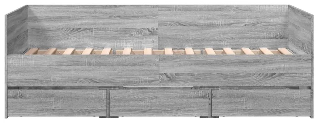 Sofá-cama com gavetas sem colchão 75x190 cm cinzento sonoma