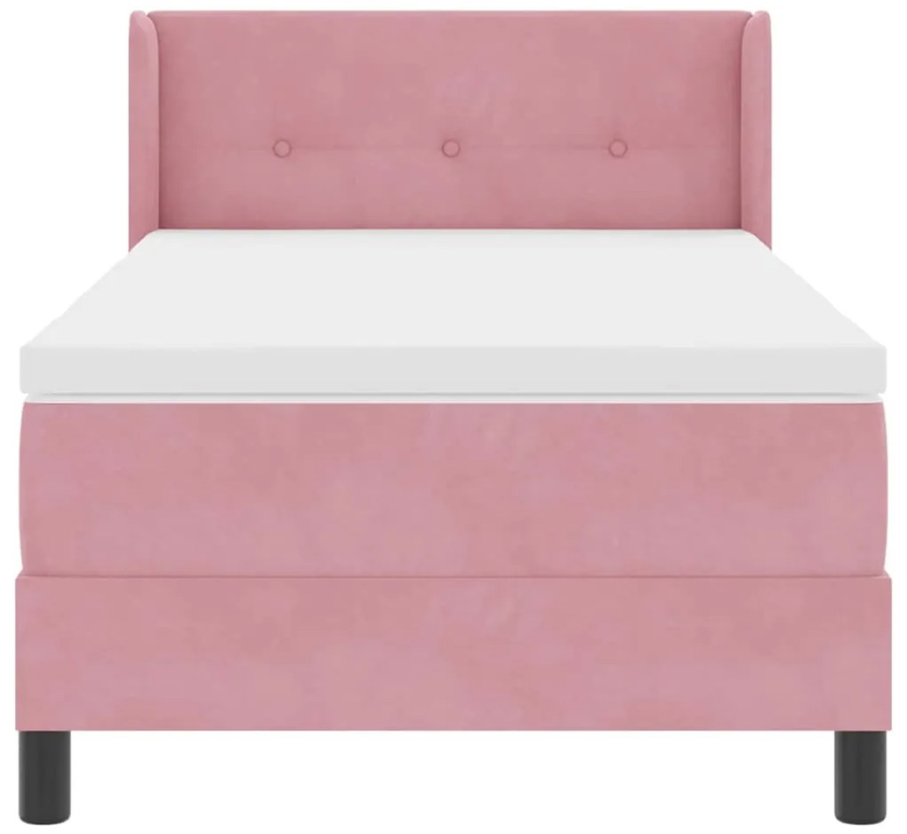 Cama Box Spring vidaXL com Colchão Rosa 80x200 cm Veludo