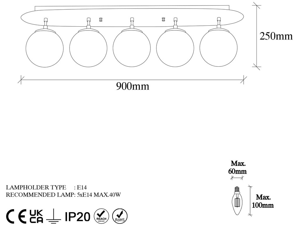 Candeeiro Chandelier Well – Preto e Branco – 90 x 23 x 25 cm