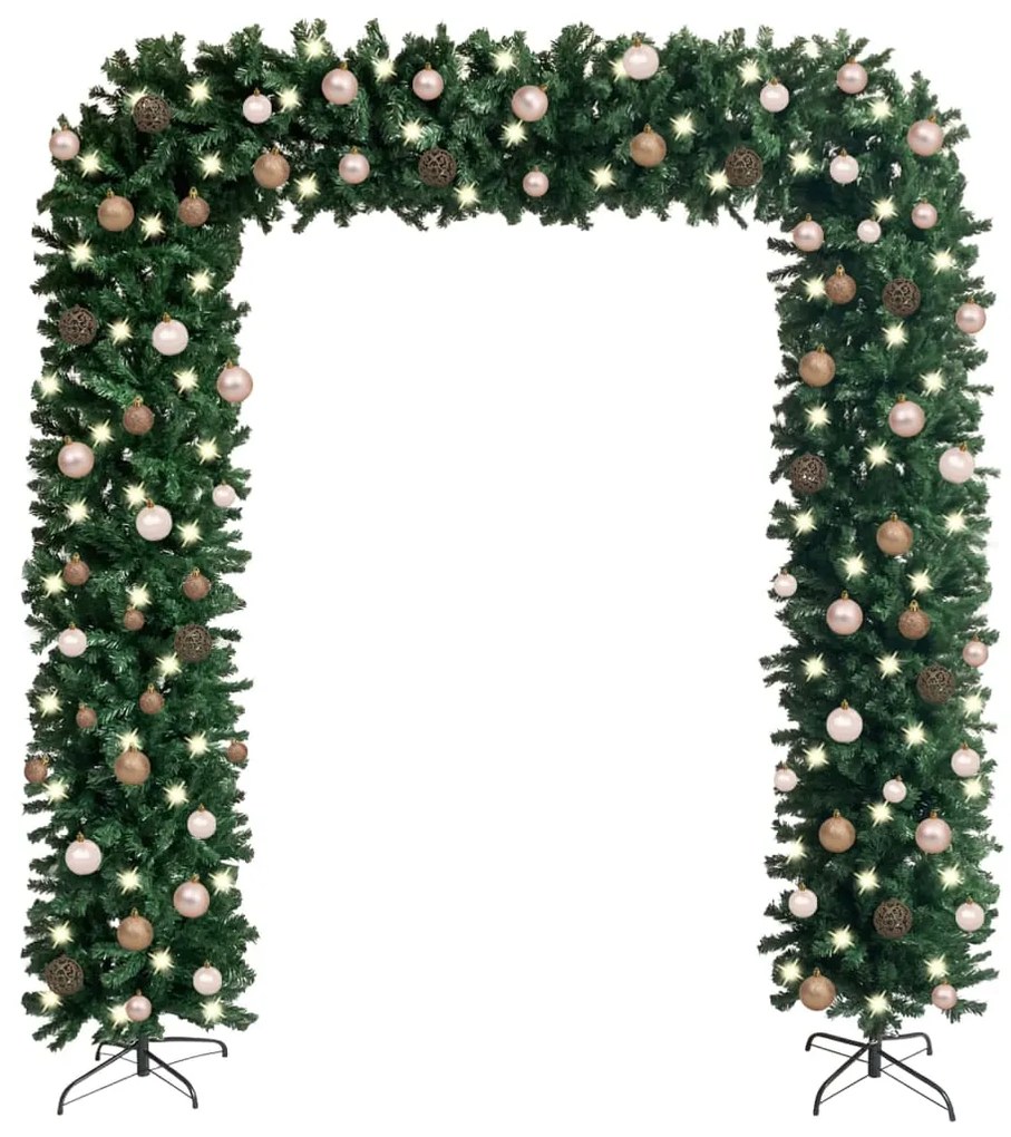 3078054 vidaXL Grinalda de Natal com luzes LED e bolas 240 cm verde