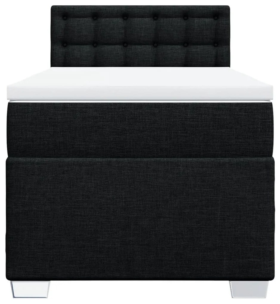 Cama com molas/colchão 80x200 cm tecido preto