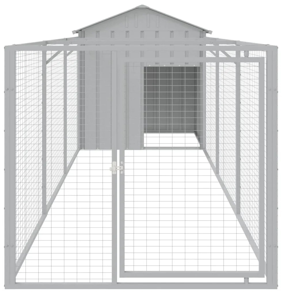 Casota para cães com telhado aço galvanizado cinzento-claro