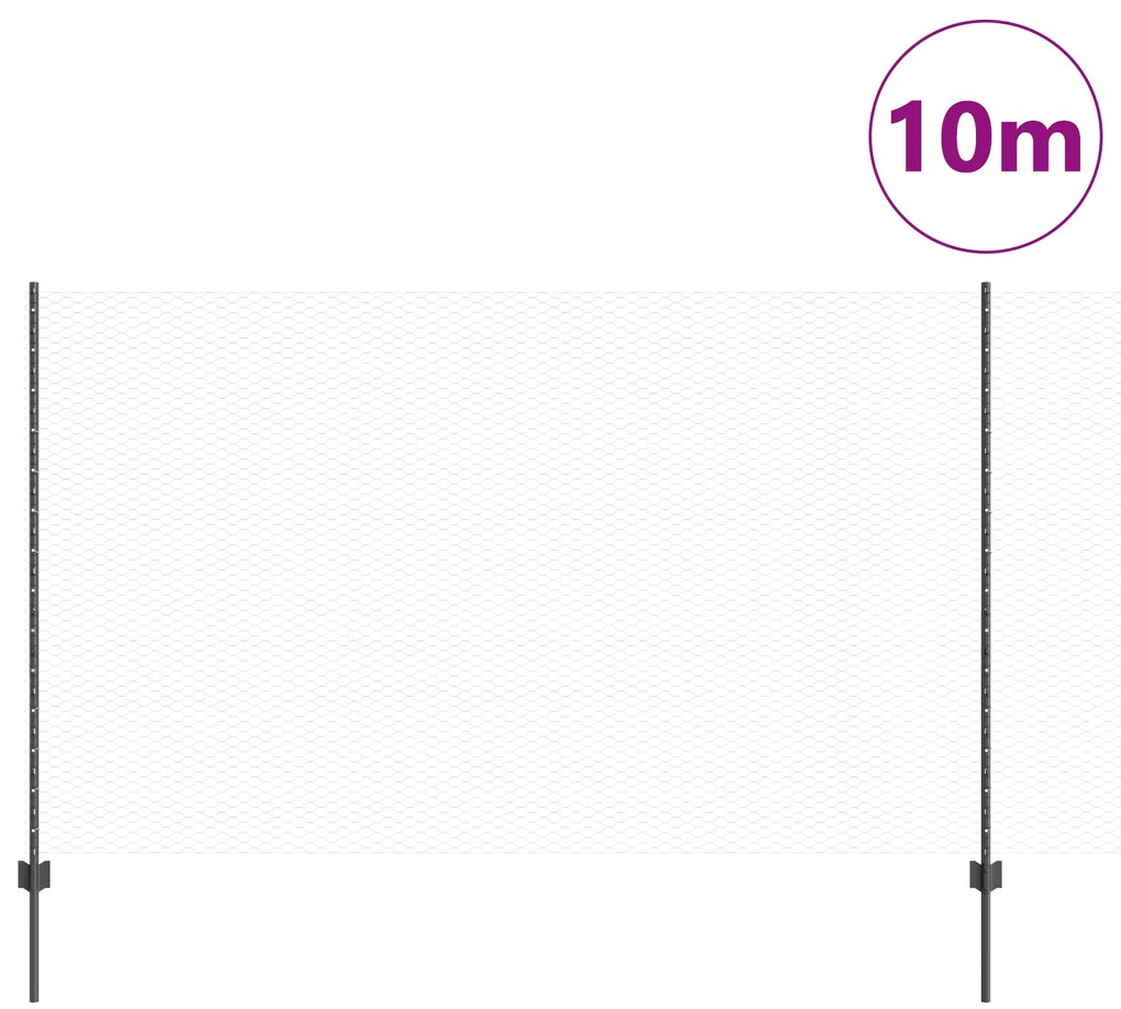 Postes de Cerca vidaXL 10 pcs U-Channel Cinzento 140 cm Aço