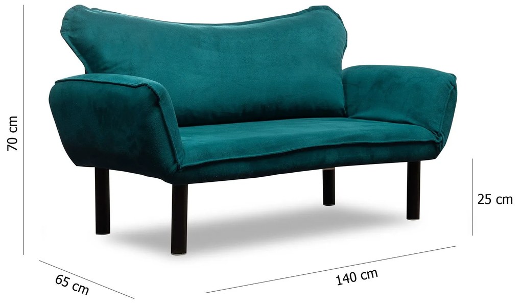 Sofá Cama "Chatto" – Azul Petróleo – 180x65x70 cm – Design Moderno