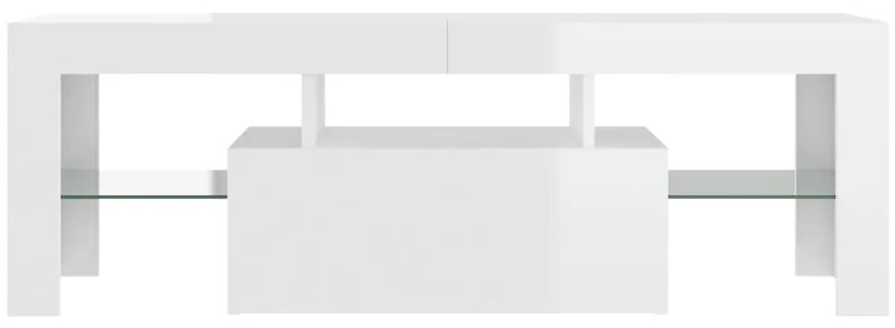 Móvel de TV com luzes LED 120x35x40 cm branco brilhante
