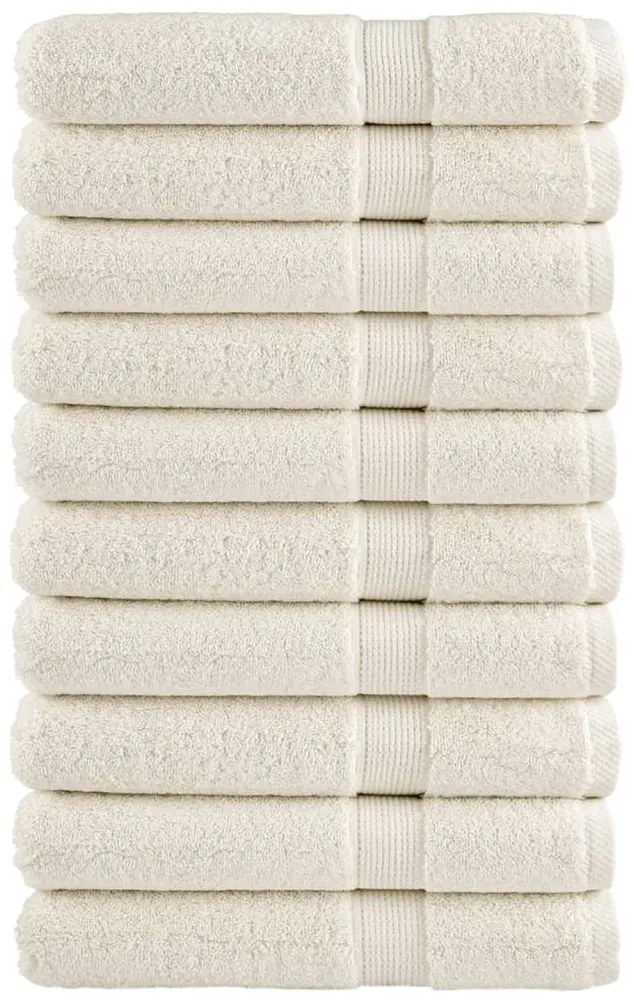 vidaXL Toalhas de sauna premium SOLUND 10 pcs 80x200 cm 600 gsm creme