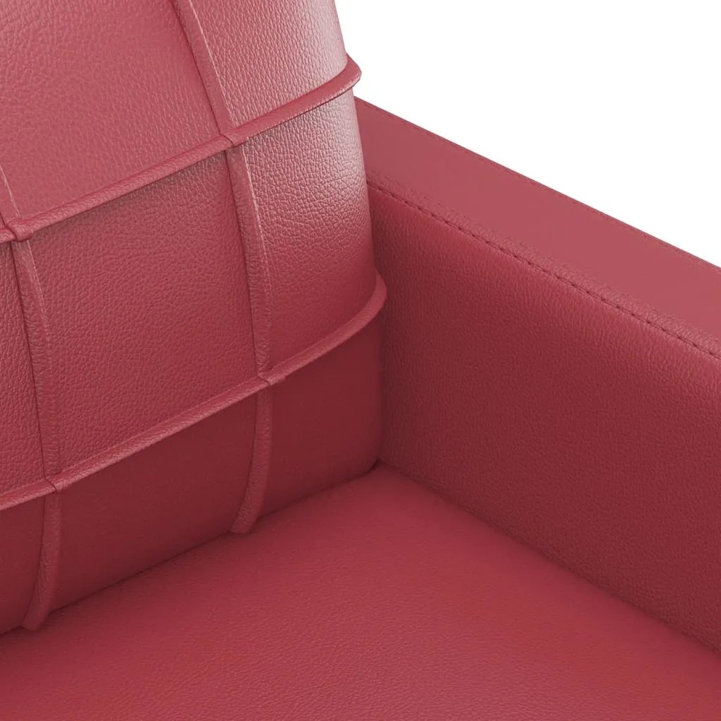 Sofá de 2 lugares 120 cm couro artificial vermelho tinto