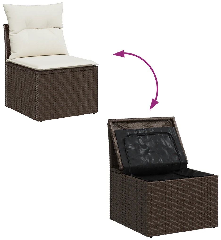 Conjunto de Sofá de Jardim vidaXL 6 Peças com Almofadas Castanho Ratta