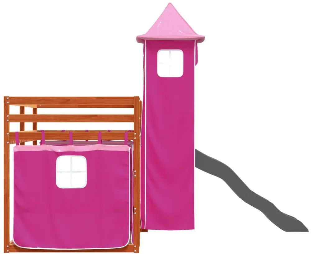Beliche com escorrega e cortinas 90x190 cm rosa