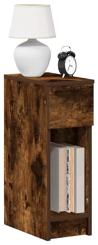 vidaXL Mesa de cabeceira com gaveta 20x36x60 cm carvalho fumado