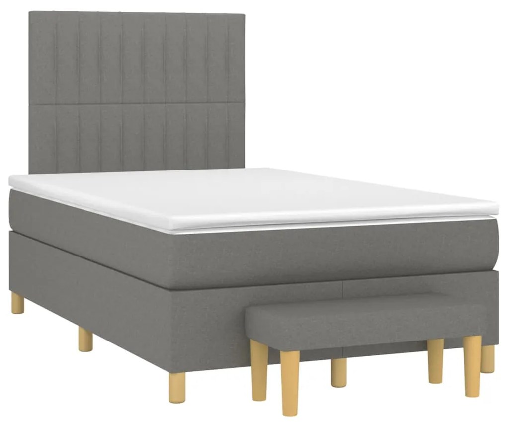 vidaXL Cama boxspring com colchão 120x190 cm tecido cinzento-escuro