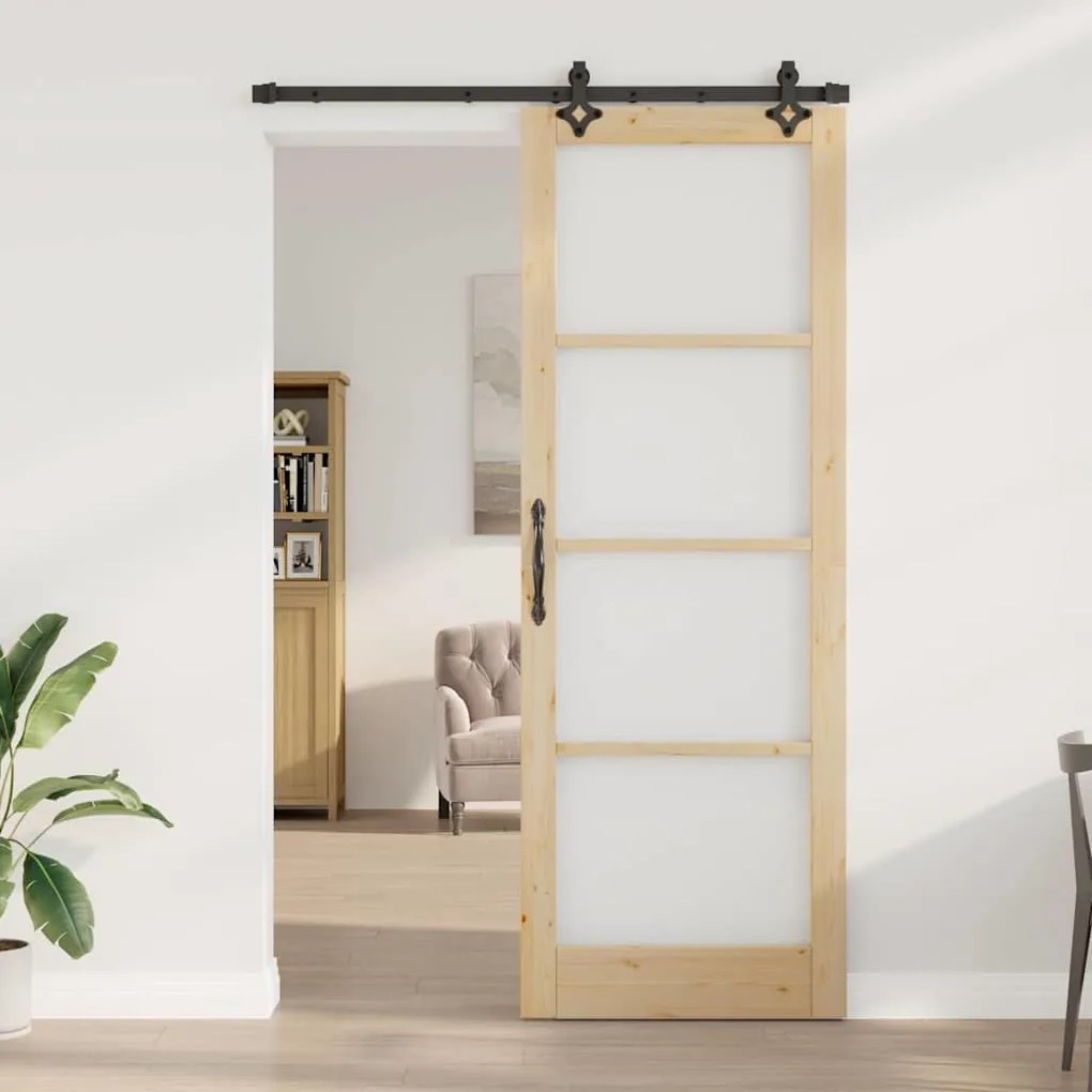 Porta Deslizante vidaXL com Conjunto de Hardware 83x232 cm Madeira Mac