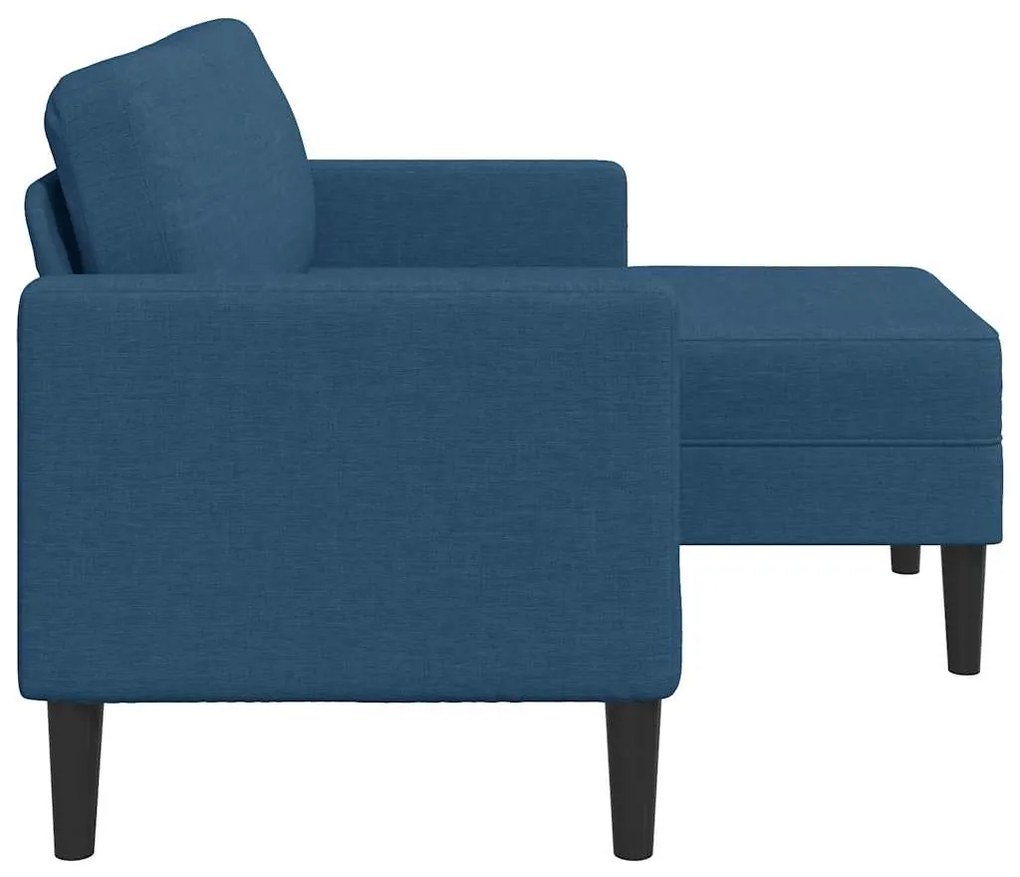 Sofá 2 lugares com Chaise em L 125 cm tecido azul