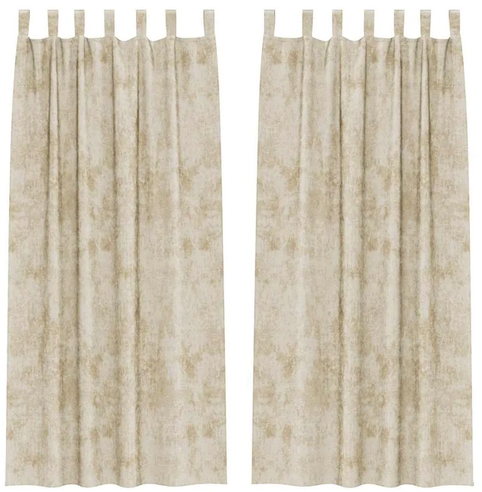 Cortinas de Veludo 2 peças com Ilhós Creme 260x140 cm