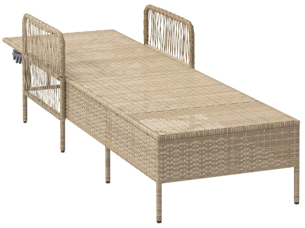 Espreguiçadeira Bege e cinza claro Rattan PE 157 x 55 x 92 cm