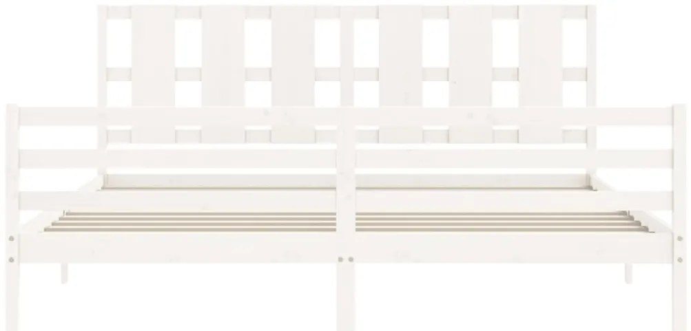 Estrutura de cama com cabeceira 200x200cm madeira maciça branco