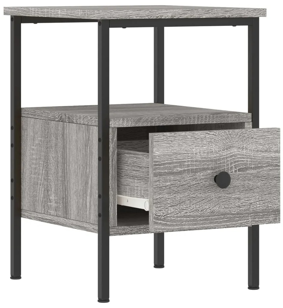 Mesas de cabeceira 2pcs derivados de madeira sonoma cinza