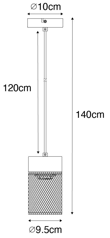 Candeeiro de suspensão industrial preto - Jim