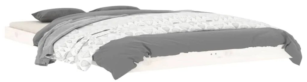 Estrutura cama de casal pequena 120x190 cm pinho maciço branco