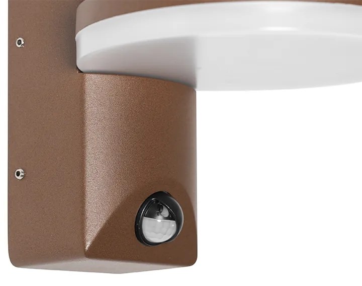 Candeeiro de parede exterior castanho ferrugem com LED IP54 sensor de movimento - Esmee Moderno