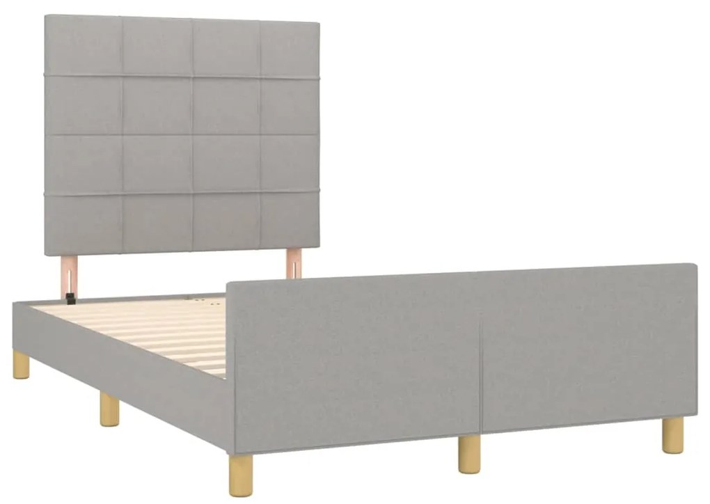 Estrutura de cama sem colchão 120x200 cm tecido cinzento-claro