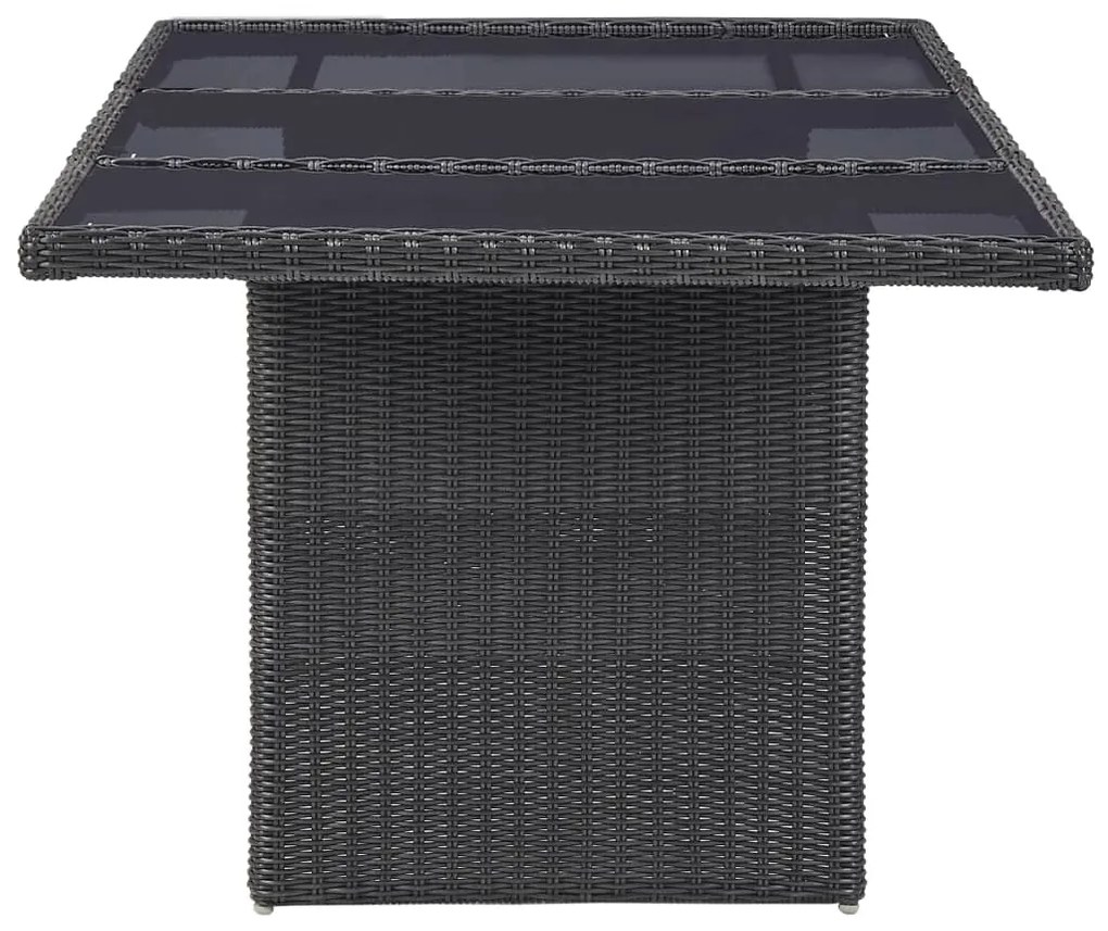 7 pcs conjunto de jantar para jardim vime PE preto