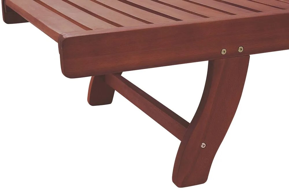 Espreguiçadeira de jardim em madeira de acácia com almofada creme TOSCANA Beliani