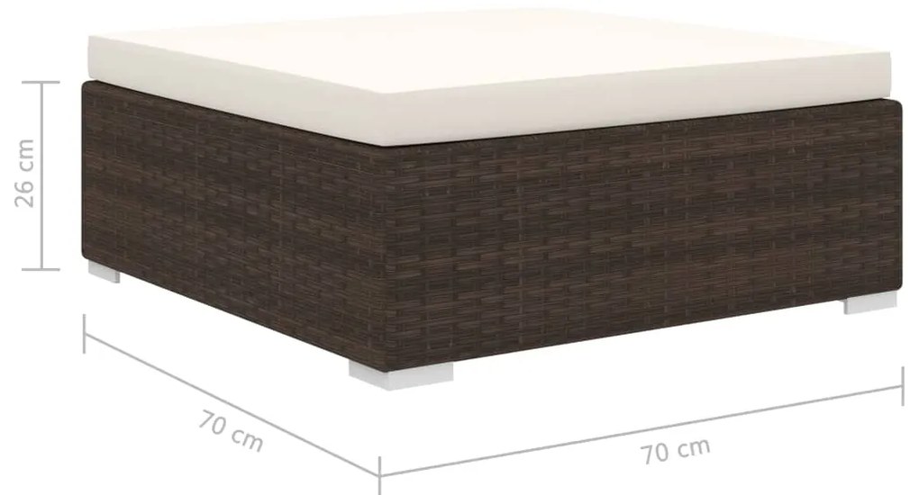 8 pcs conjunto lounge jardim c/ almofadões vime PE castanho