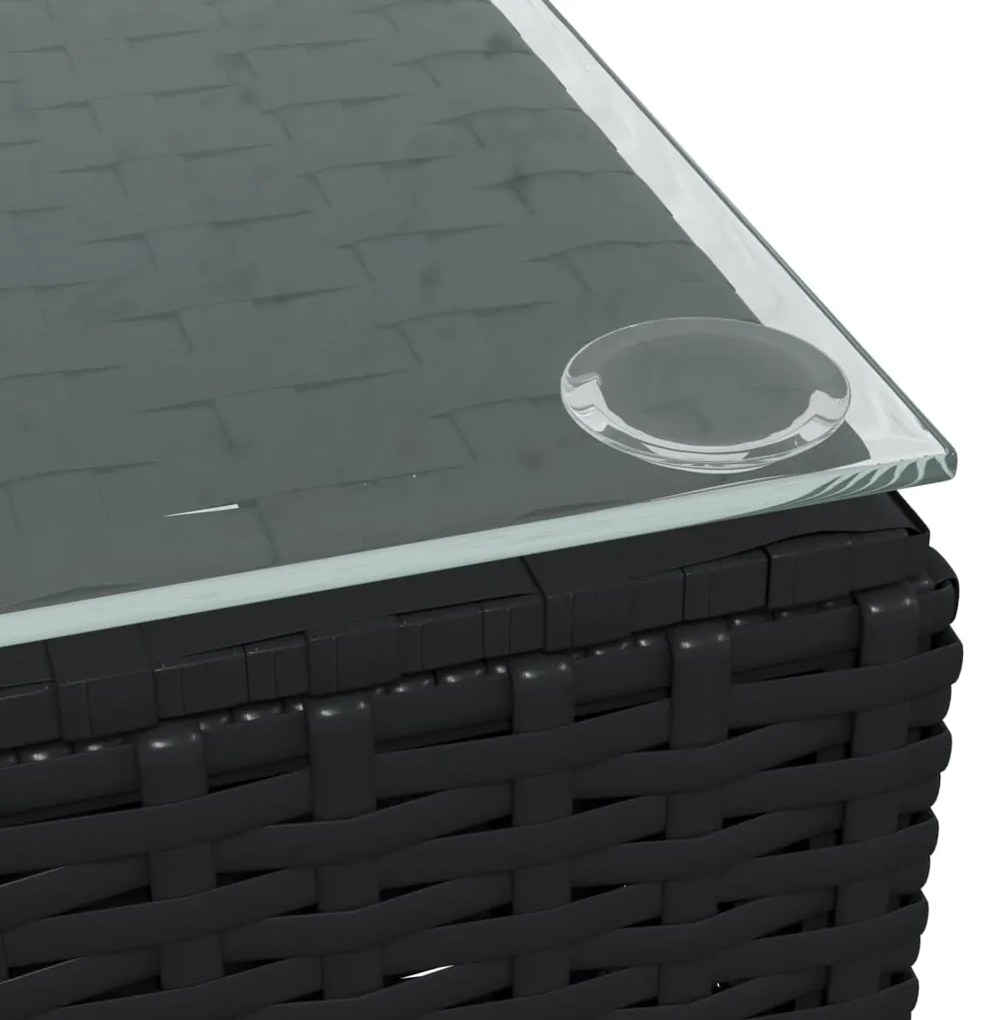 4 pcs conjunto lounge de jardim c/ almofadões vime PE preto