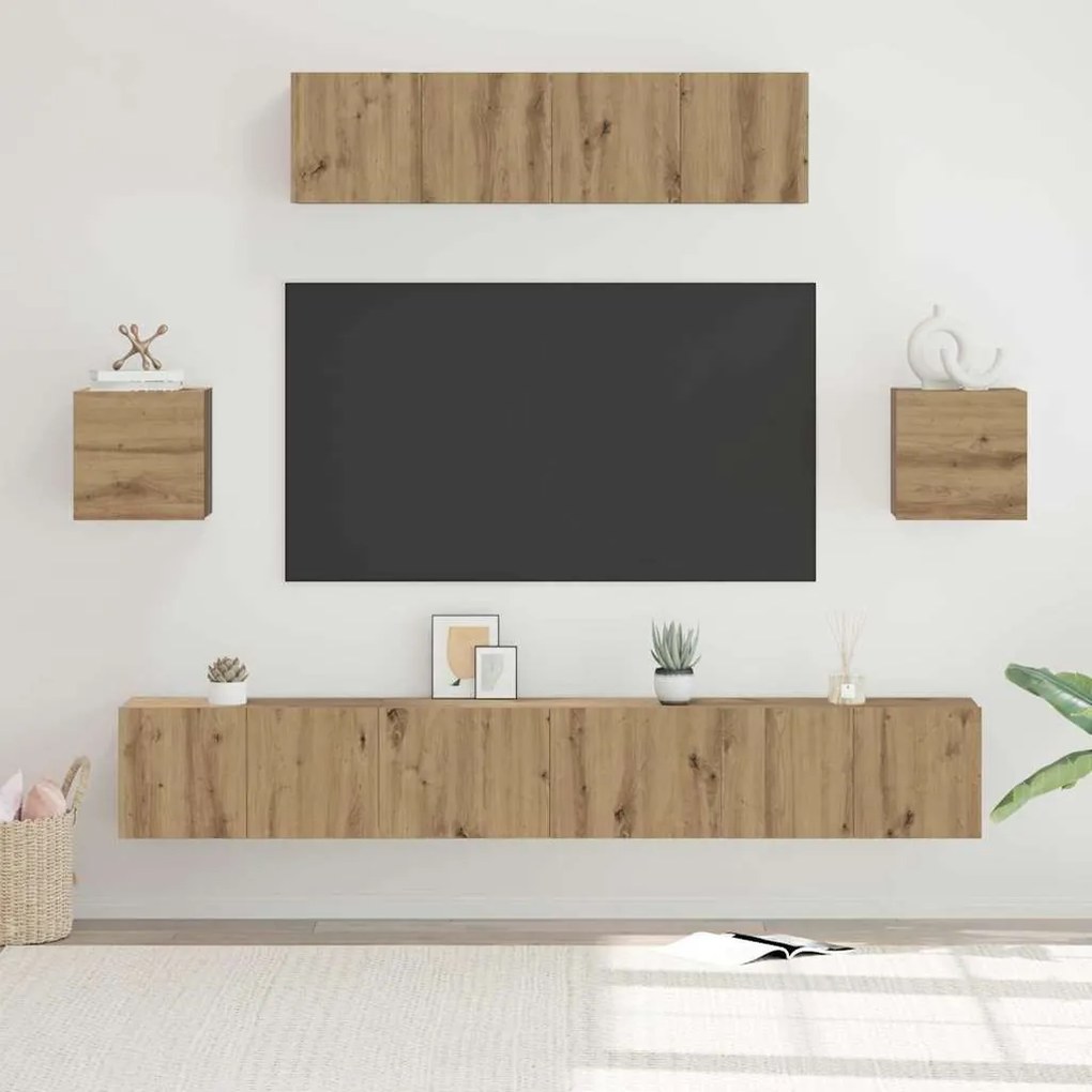 vidaXL Conjunto de móvel de TV 7 pcs Carvalho Artesanal