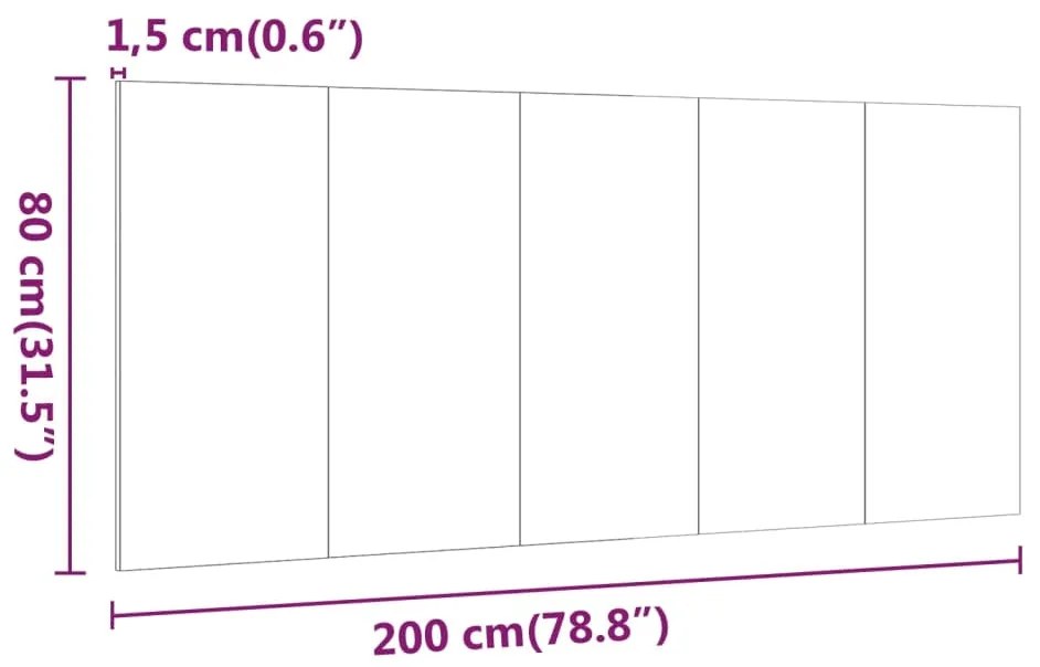 Cabeceira cama 200x1,5x80 cm derivados madeira cimento cinzento