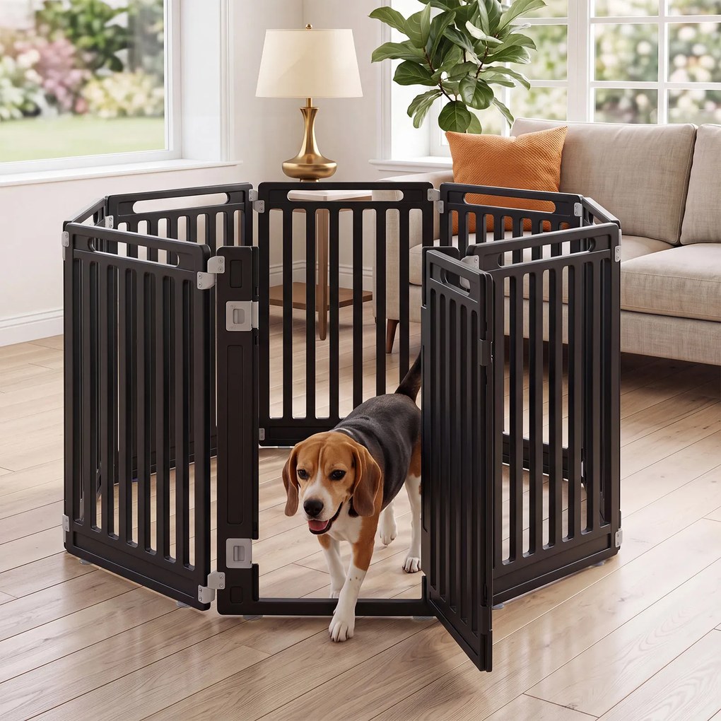 Parque Modular para Cães, 53 x 81 cm, Fecho Duplo, Preto
