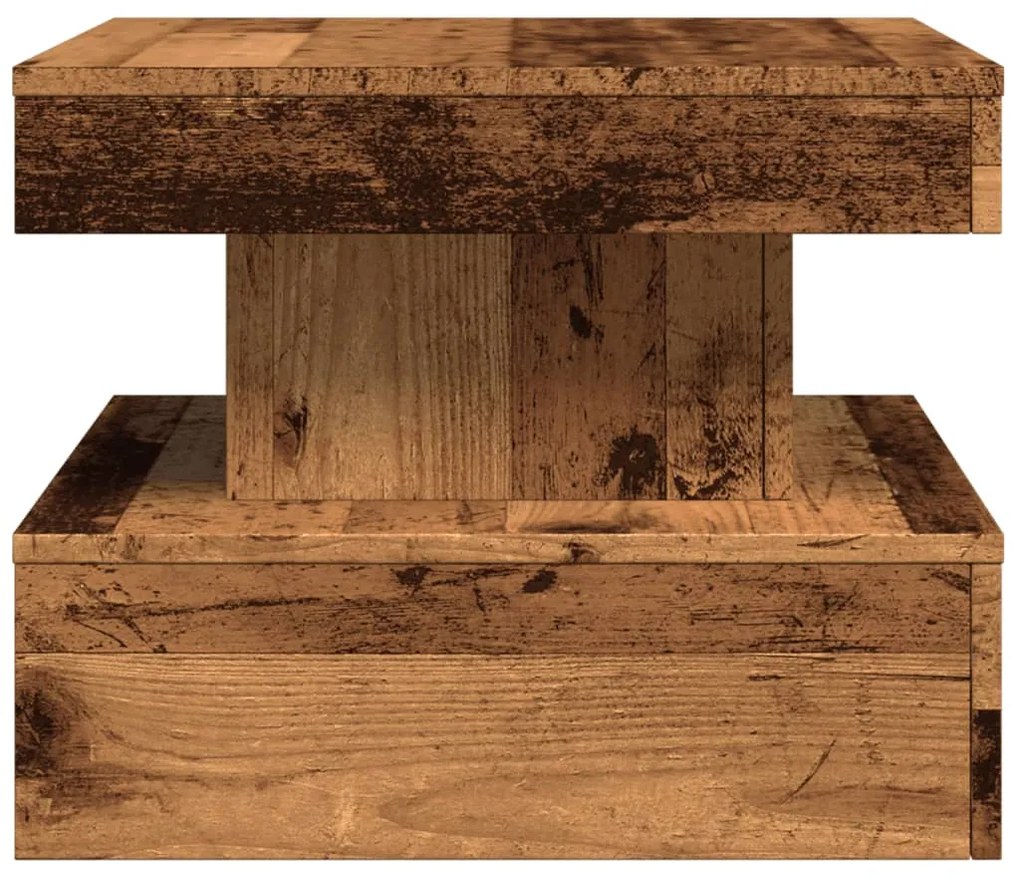 Mesa de centro com luzes LED 50x50x40 cm madeira velha