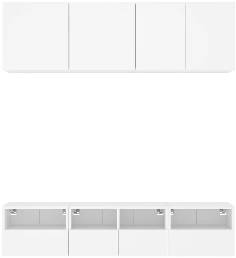 5 pcs móveis de parede p/ TV derivados de madeira branco