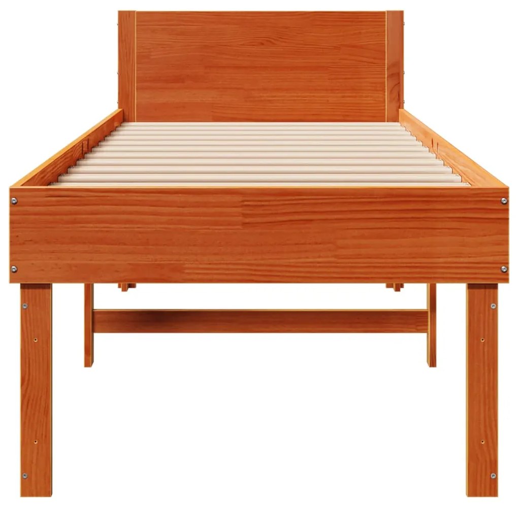 Cama sem colchão 80x200 cm pinho maciço castanho-mel