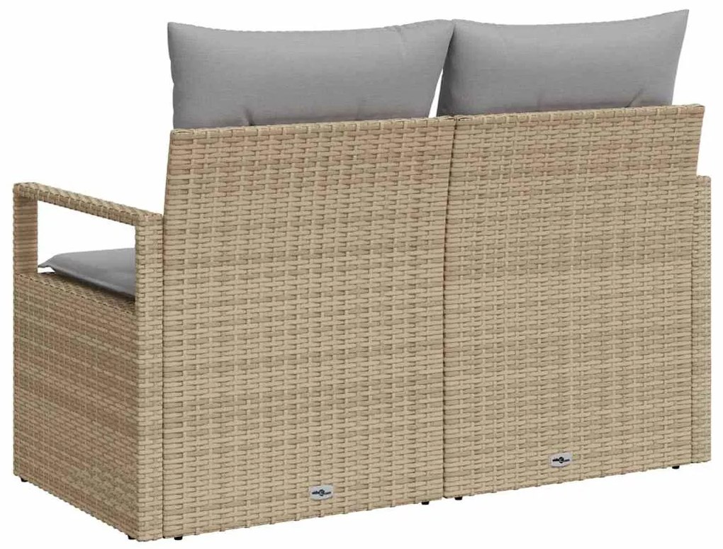 Sofá de Jardim 2 Lugares com Armazenamento e Almofadas Bege em Rattan