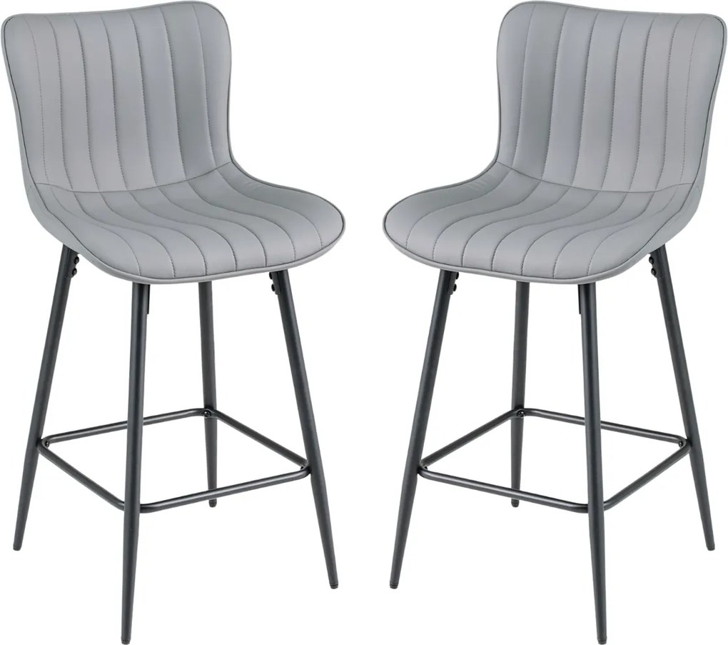 Conjunto de 2 bancos de bar em couro sintético 47 x 51 x 94 cm, com assento e encosto almofadados e apoio para os pés, com capacidade para 150 kg, par