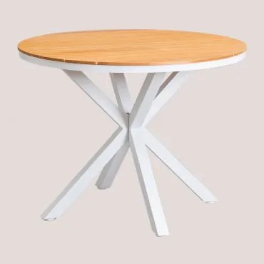 Round Garden Table In Eucalyptus Wood And Aluminum Archer Ø100 Cm & Gardénia Branco - Sklum