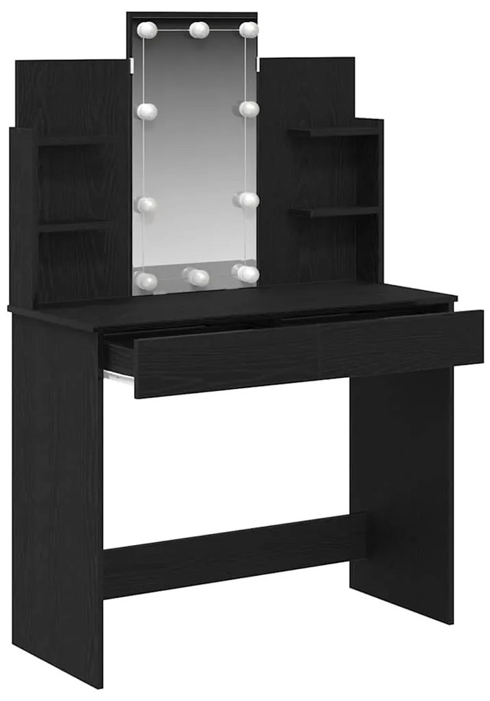 Mesa de Maquiagem vidaXL com Luzes LED Carvalho Preto 96x40x142 cm