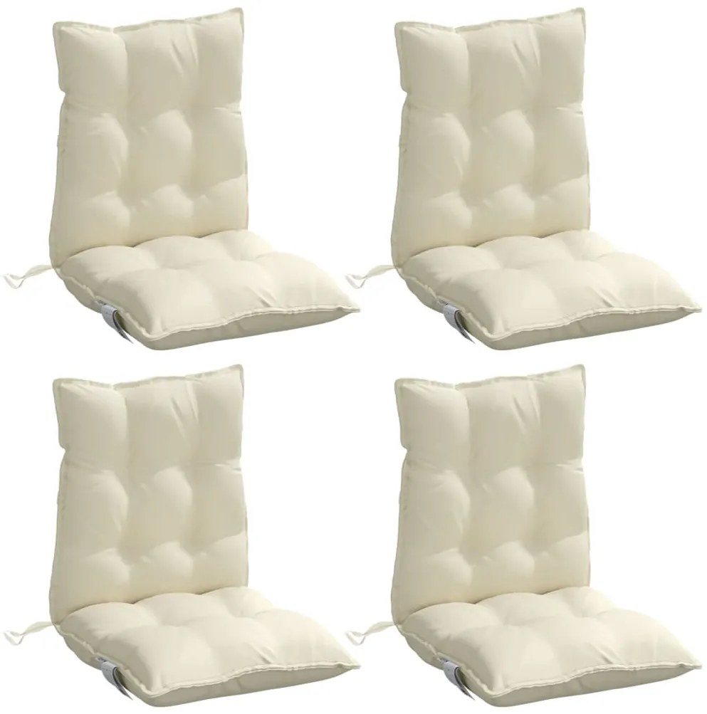 Almofadões cadeira encosto baixo 4 pcs tecido oxford creme