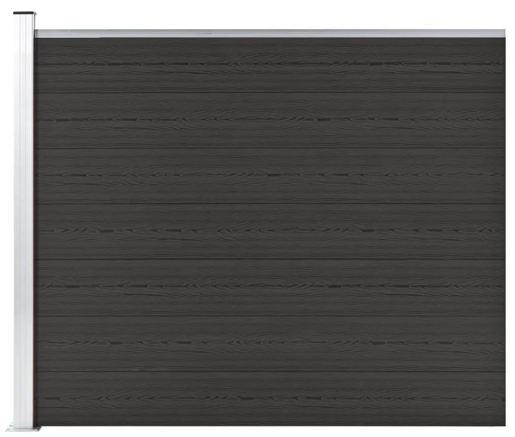 vidaXL Painel de cerca 175x146 cm WPC preto