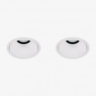 Pack De 2 Downlights Led Embutidos Com Molduras Redondas Ø8 Cm Em Alumínio Luisiana Branco & Branco 3000k & 8 W & 38º - Sklum