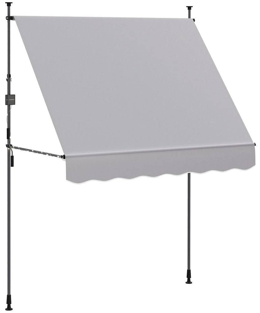 Outsunny Toldo Manual Retráctil 2x1,2 m Toldo Exterior Enrolável Altura Ajustável com Manivela 210-310 cm Proteção UV30+ Cinzento | Aosom Portugal
