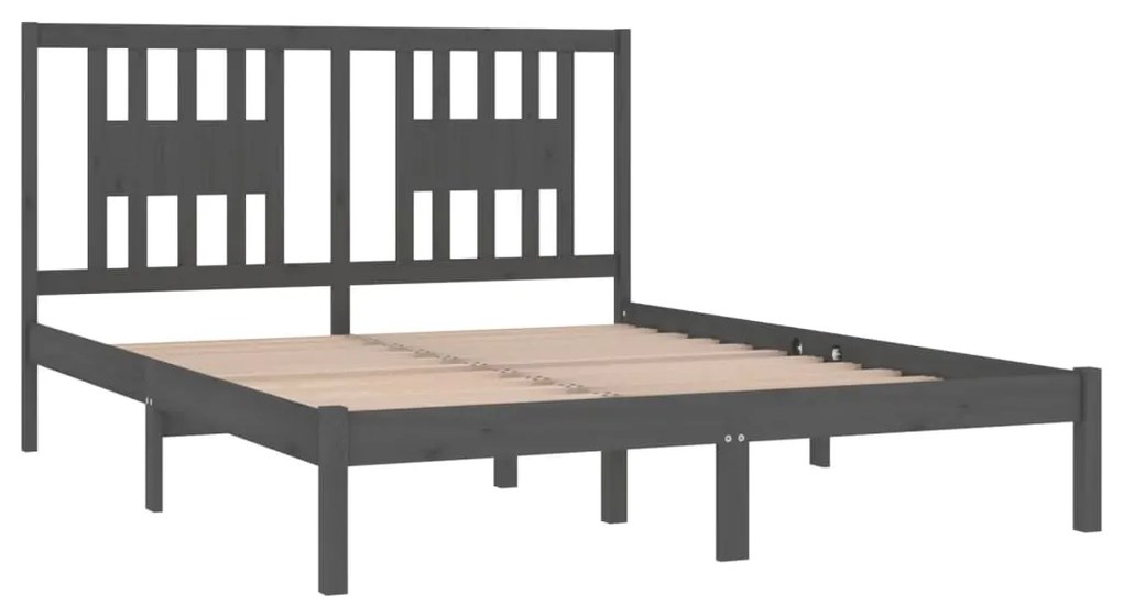 Estrutura de cama king 150x200 cm madeira maciça cinza