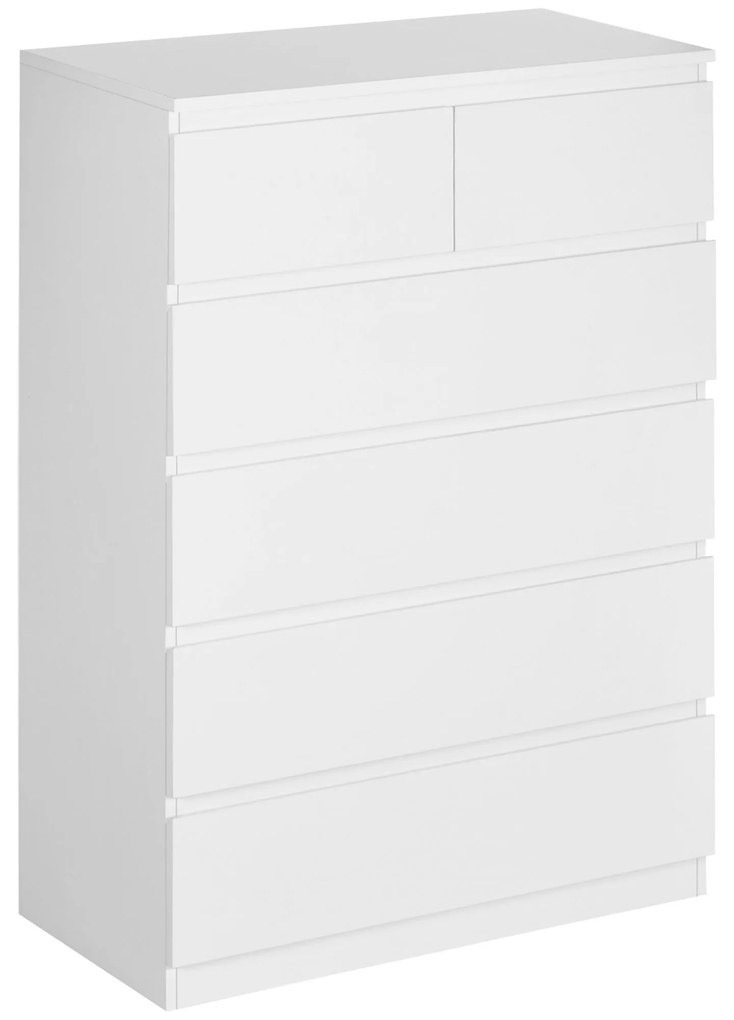 HOMCOM Cómoda Moderna com 6 Gavetas Cómoda de Madeira para Dormitório Entrada Sala de Estar 80x39x115cm Branco | Aosom Portugal