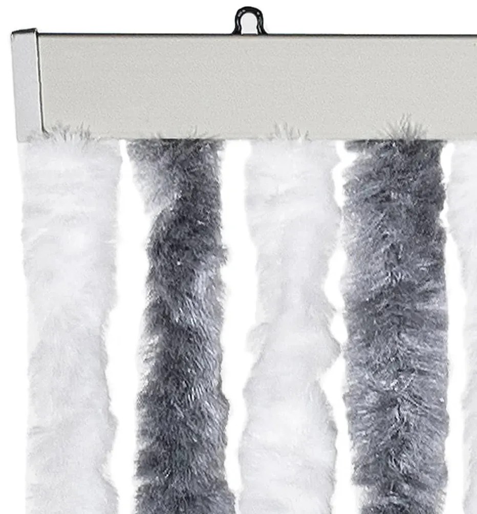 Cortina anti-insetos 118x220 cm chenille cinzento e branco