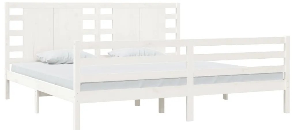 Cama sem colchão 200x200 cm madeira de pinho maciça branco