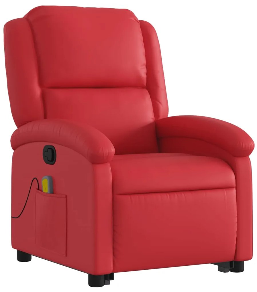 Poltrona massagens reclinável elevatória couro artif. vermelho