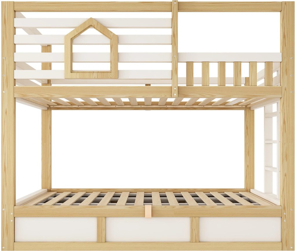 Cama beliche infantil estilo cabana, Cor natural | AOSOM Portugal