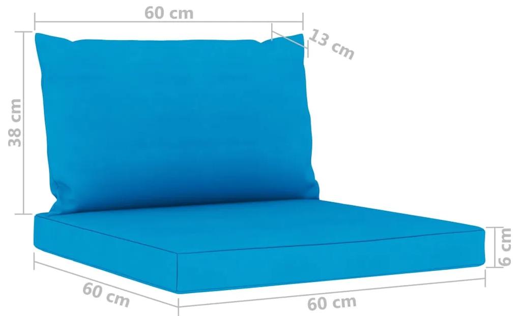 Sofá de jardim 4 lugares com almofadões azul-claro